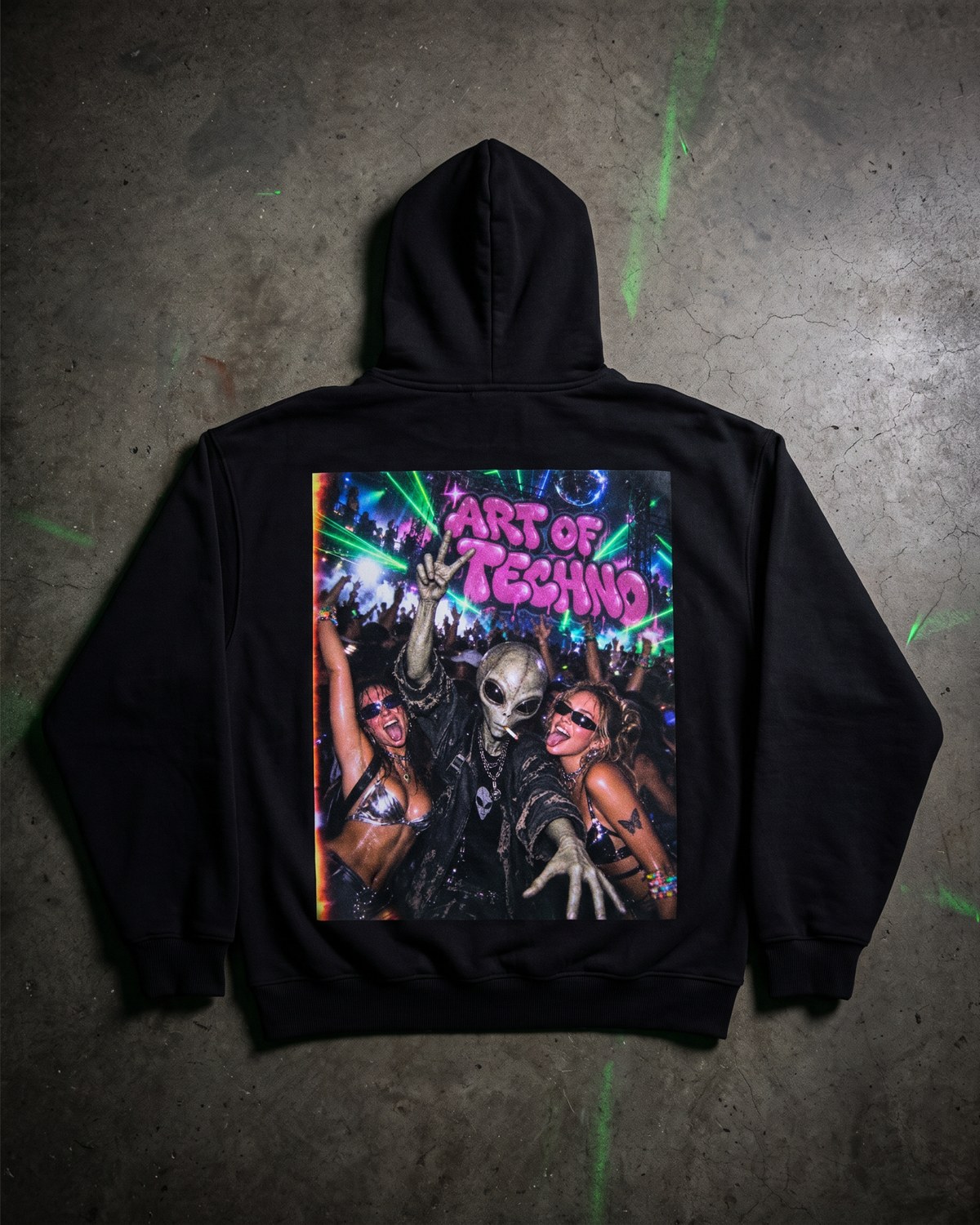 ART OF TECHNO ALIEN - ALIEN RAVE - OVERSIZED HOODIE